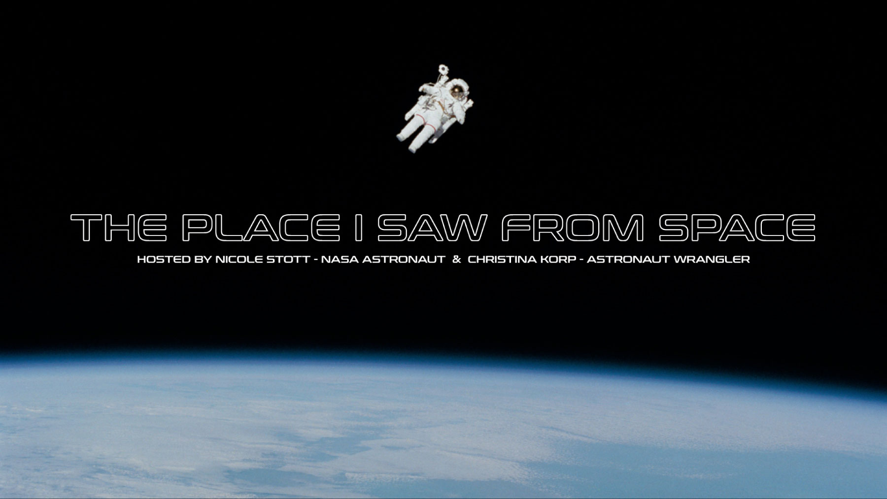 The place I saw from space art card, an astronaut floating above the earth